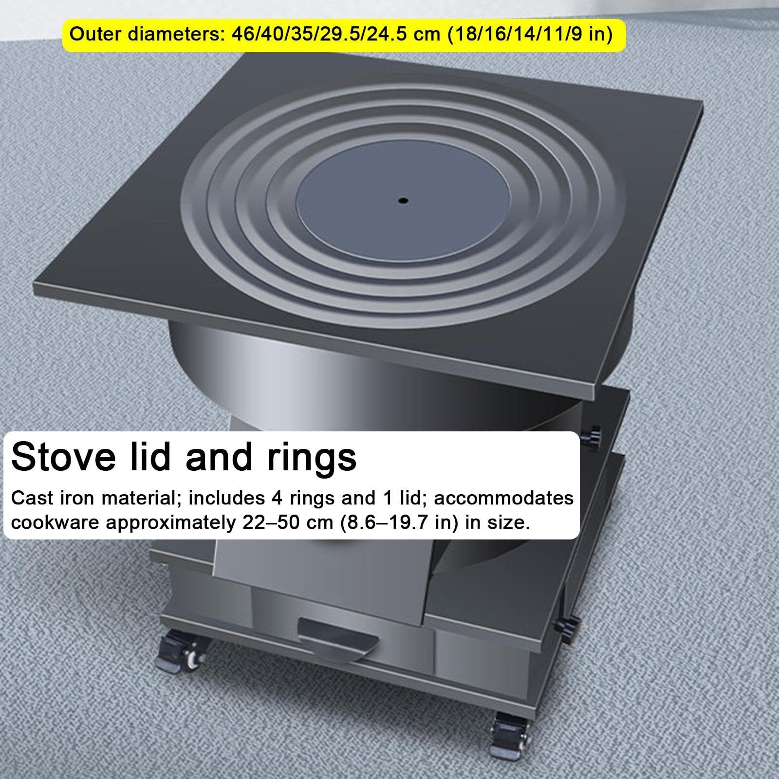 Poêle à Bois, Four Double, Clapet Réglable, Cuisiniere a Bois