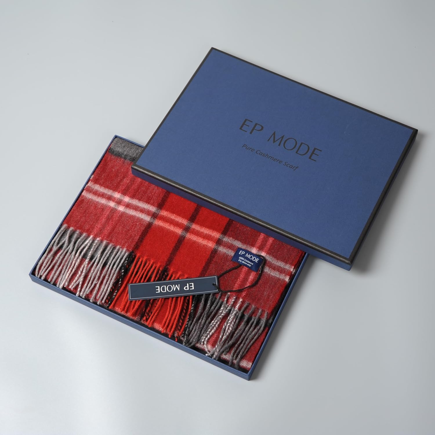 EP Mode Men's 100% Cashmere Scarf, Classic Plaid Design & Gift-Ready Packaging - Image 5