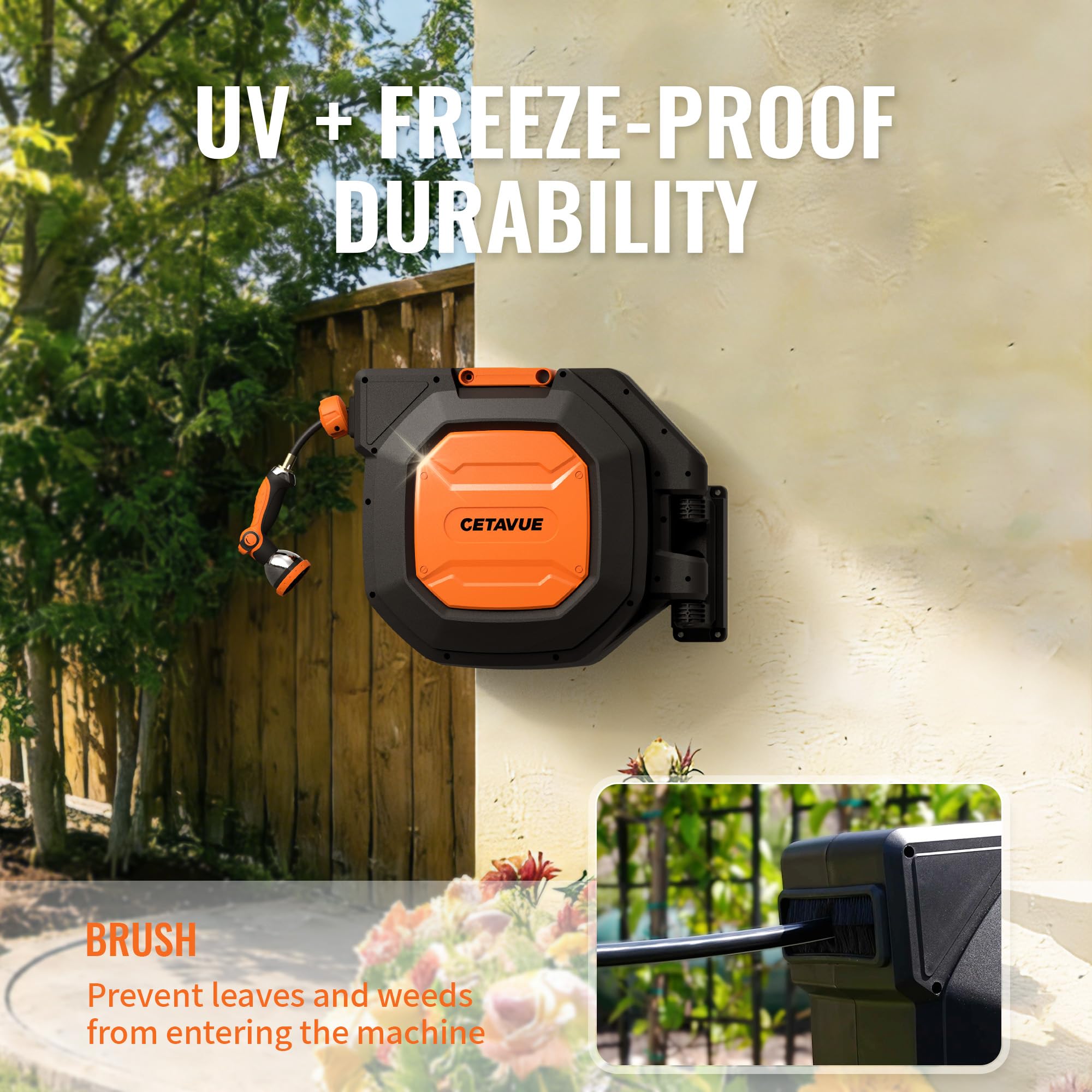 Retractable Garden Hose Reel - 100ft, Wall Mount -3
