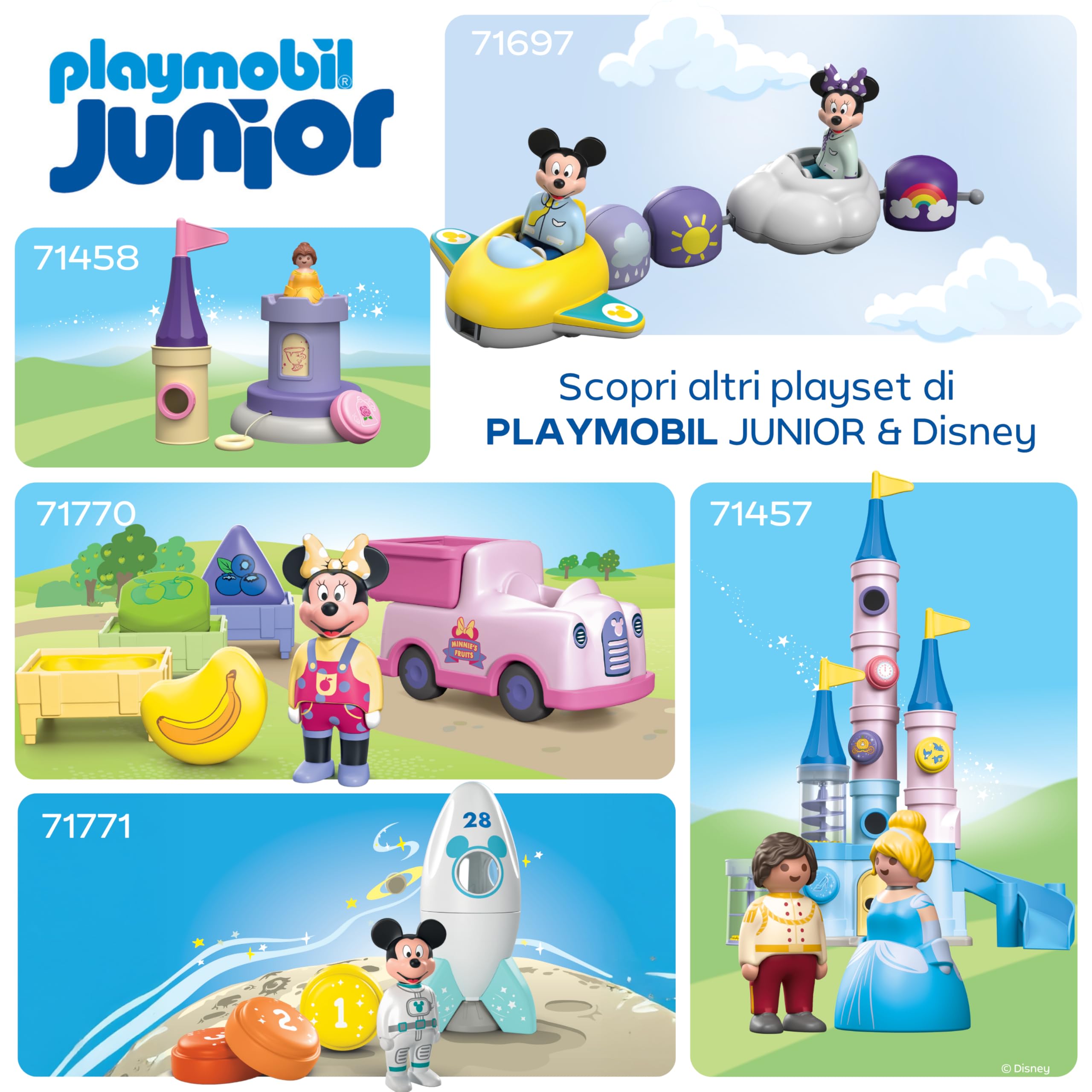 PLAYMOBIL JUNIOR & Disney Razzo di Topolino e avventura spaziale, Giocattolo sostenibile da 1 anno, Regalo per i più piccoli, Favorisce l'immaginazione e il primo apprendimento, 71771