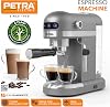 Petra PT5240 Espresso Coffee Machine - Milk Frothing Wand, 1.4L, Single & Double Shot, Stylish & Compact, 15-Bar Pressure, Barista Style Coffee, Latte, Cappuccino, Ground Coffee Compatible, 1465W