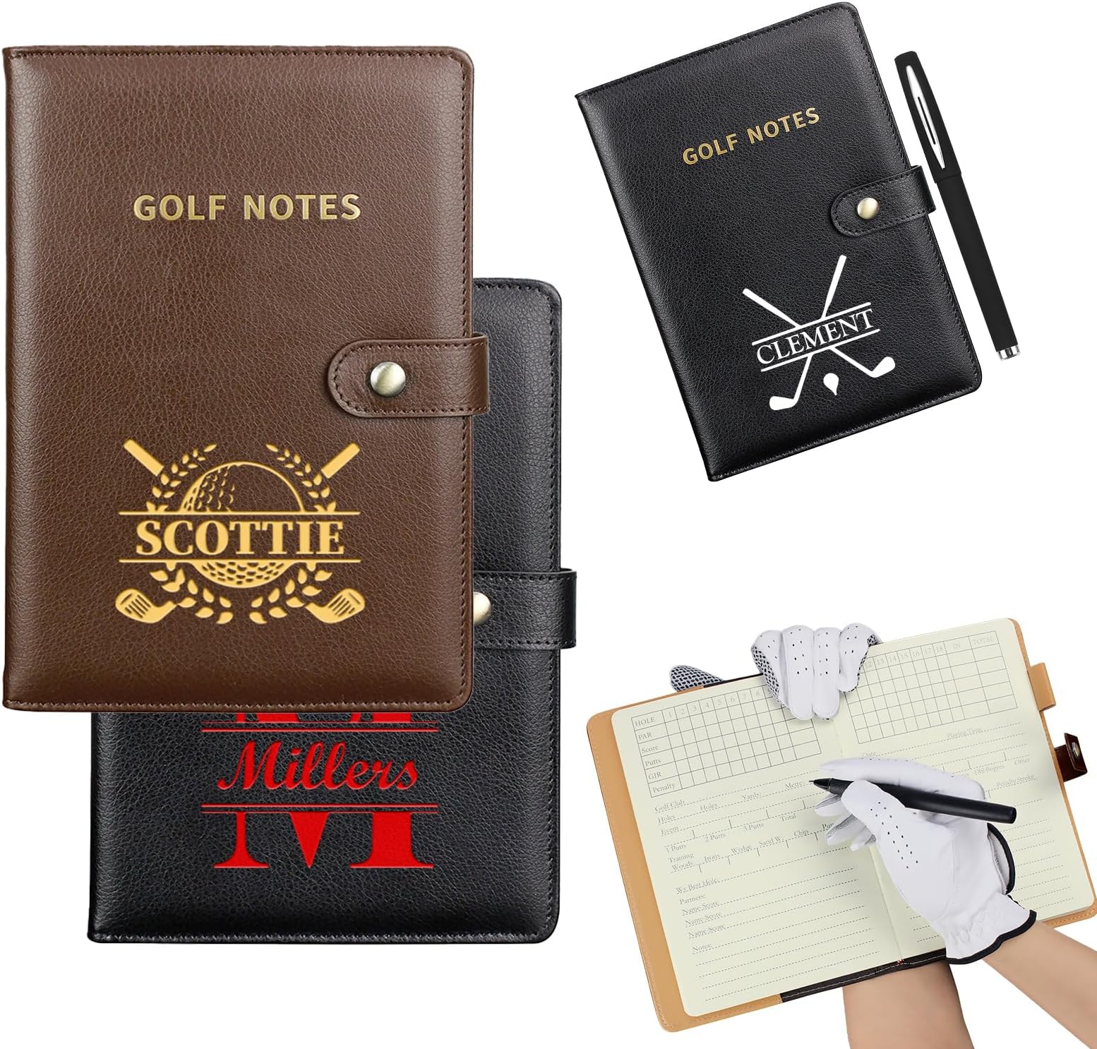 Personalized Golf Scorecard Book, Custom Golf Score Notebook, Gifts for Golfers Men, Golf Yardage Book for Sports & Outdoor Club, Gifts for Golf Lovers, Dad, Husband, Father's Day Birthday