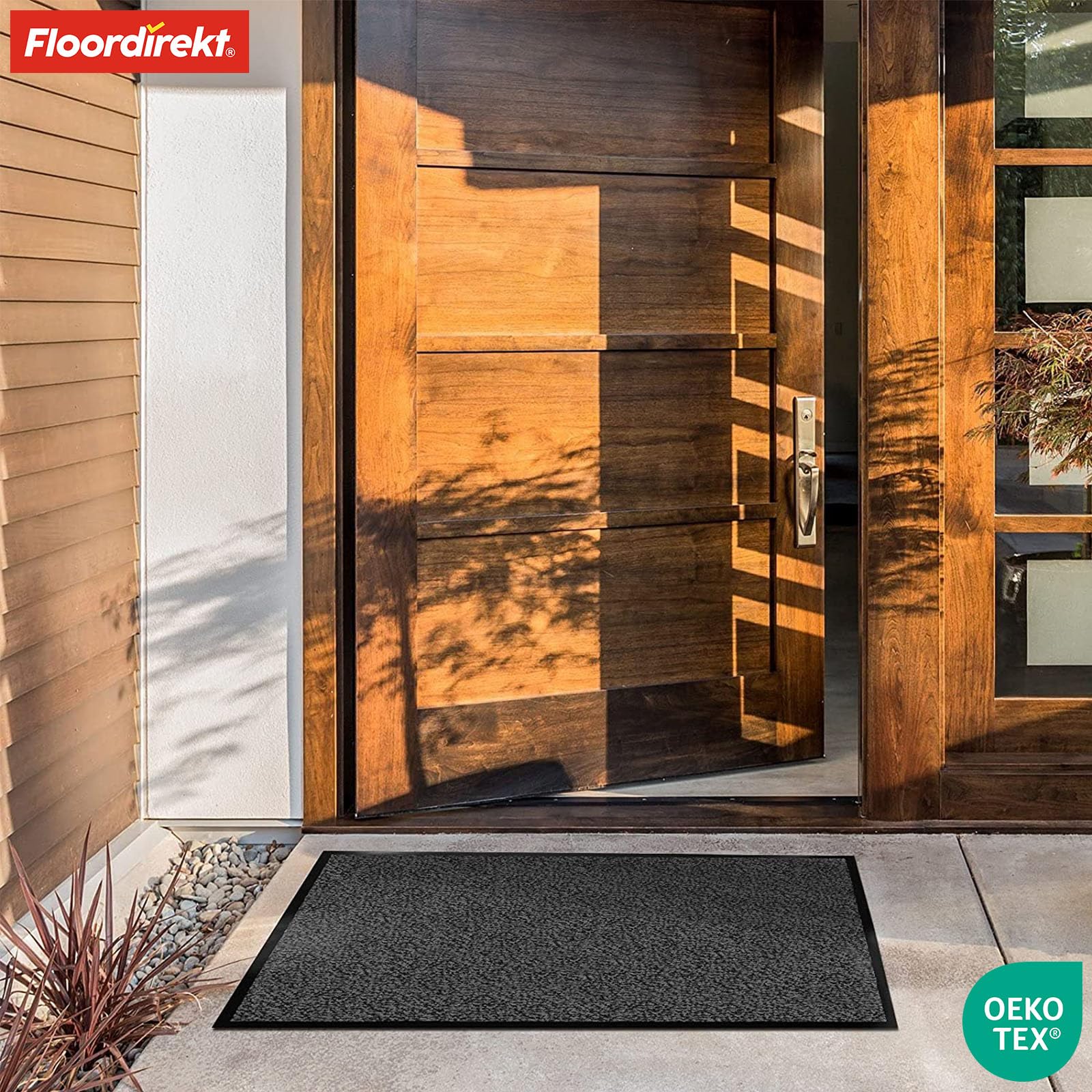 ETM | Felpudo, Alfombra de Entrada | Antideslizante, Color único | Producto de Calidad | Alfombra de Entrada Lavable | Antracita-Negro, 200 x 200 cm