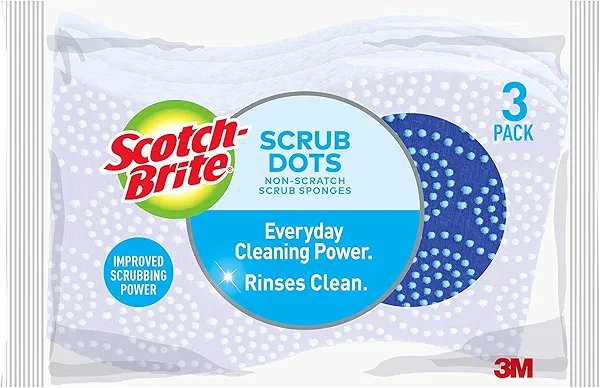 Scotch-Brite Scrub Dots Non-Scratch Scrub Sponge, Everyday Cleaning Power. Rinses Clean, 24 Scrub Sponges