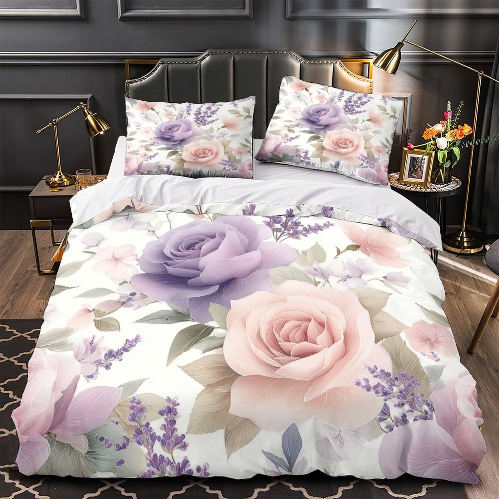 Housse de couette 220x240 carlin imprimé 3D avec parure de lit king size en microfibre résistante