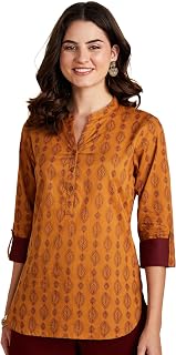 Amazon Brand - Myx Women's Cotton Printed Straight-fit Short Kurti (Available in Plus Sizes) Price In India