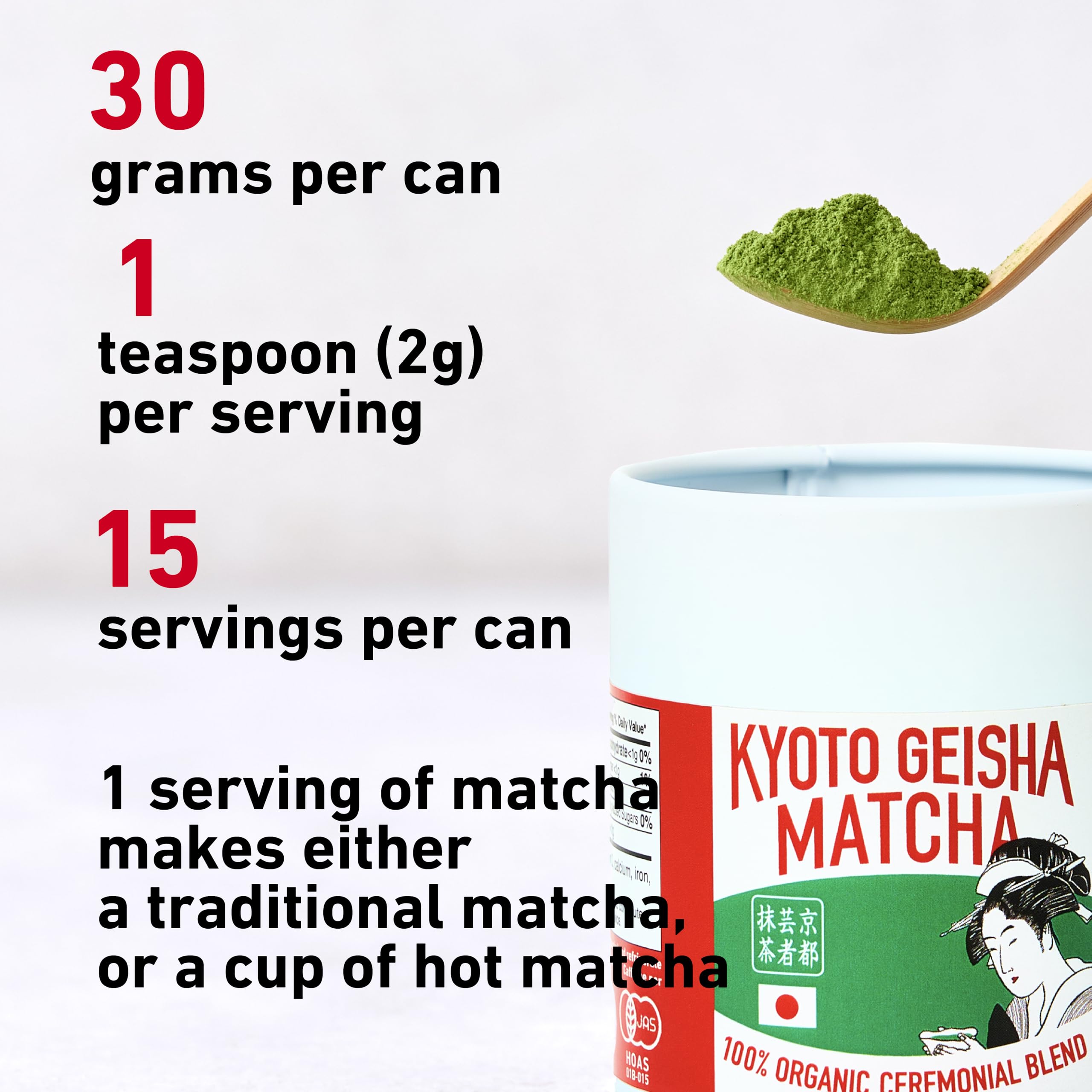 Organic Super Ceremonial Grade - Authentic Japanese First Harvest Single Origin Matcha Green Tea Powder Blend from Kyoto (30g / 1.06oz)