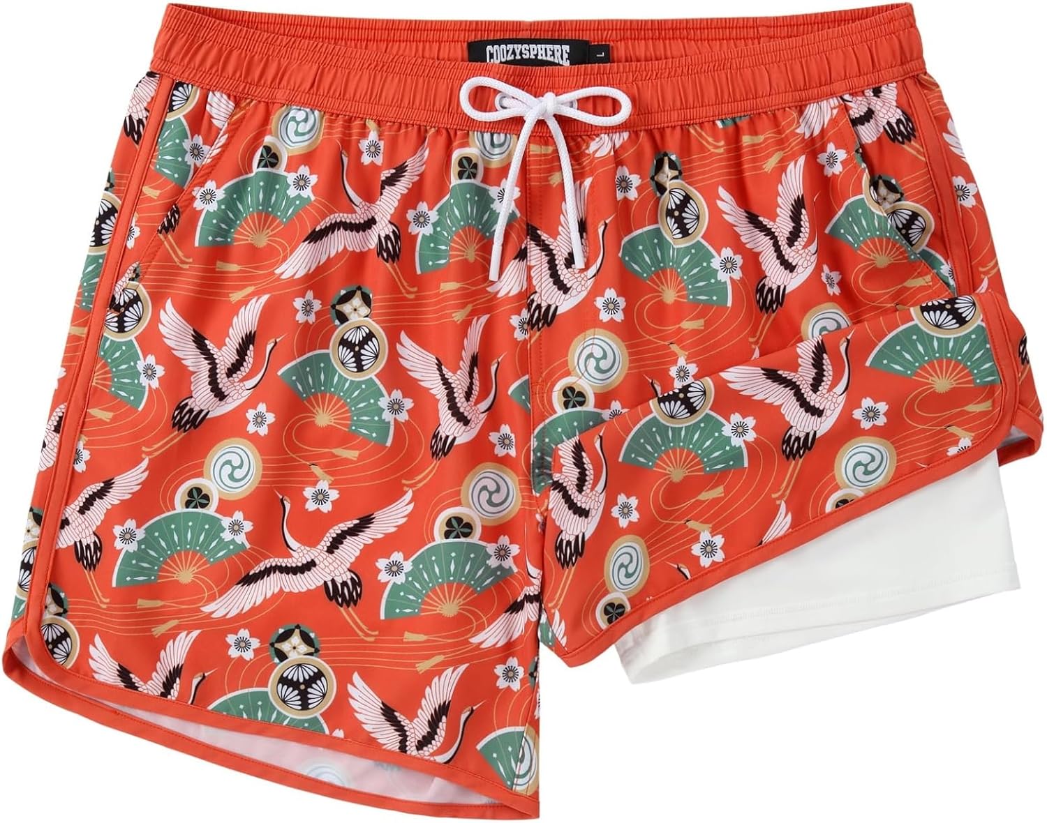 Mens Swim Trunks 5 Inch with Compression Liner Vintage Bathing Suit Swimming Board Shorts Swimwear