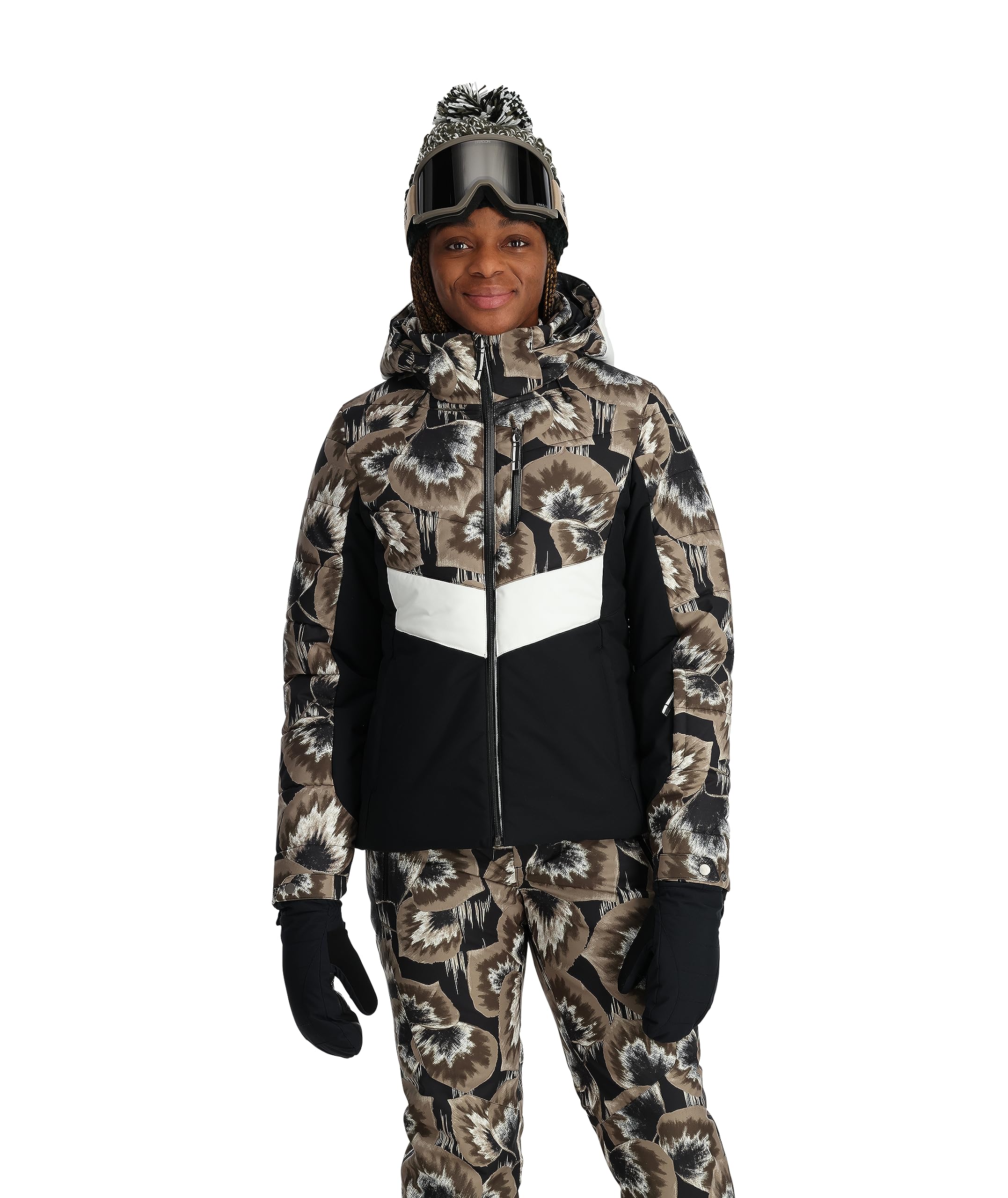 Spyder Women's Haven Insulated Ski Jacket, Brown Combo, 10