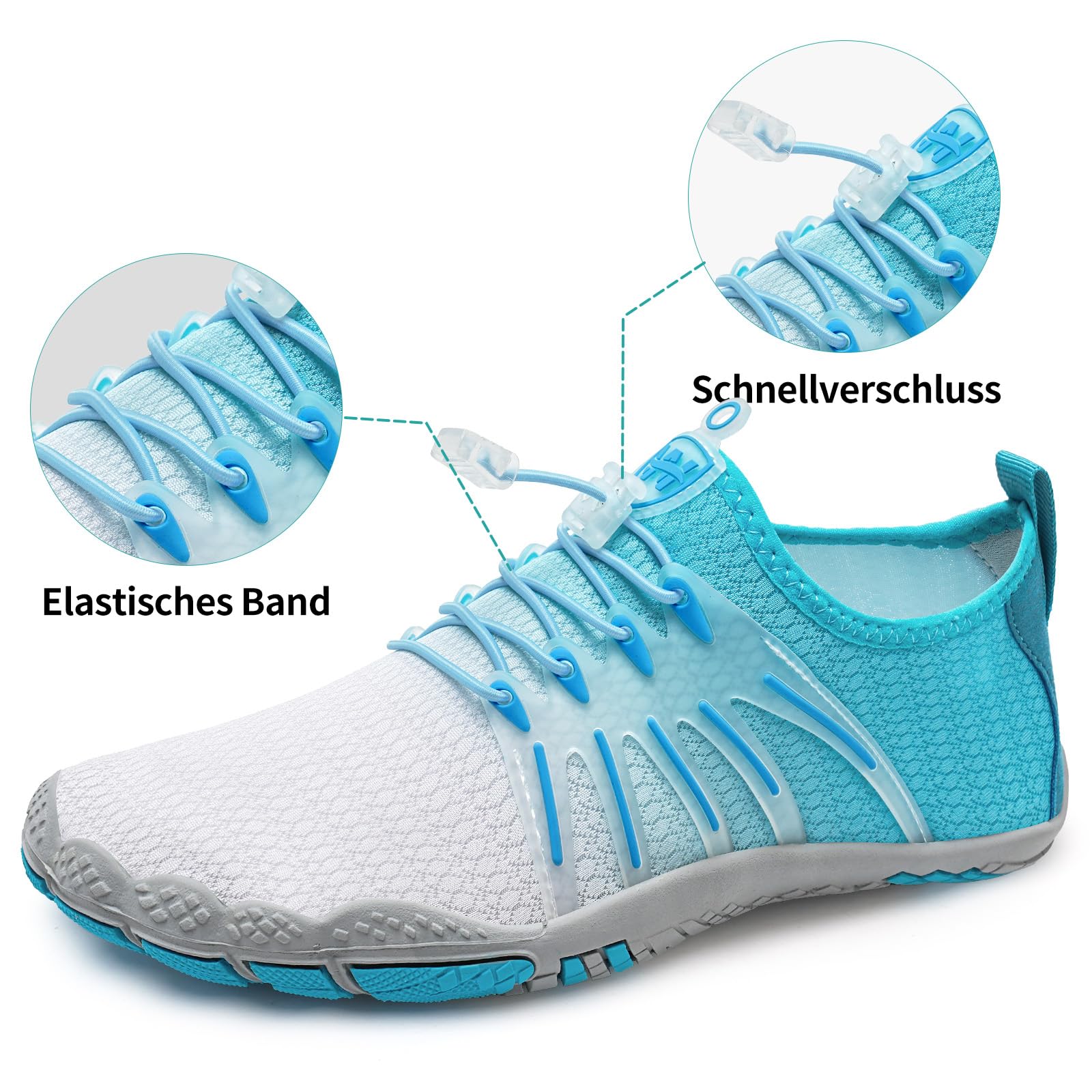 WateLves Unisex Barfußschuhe Damen Herren Wasserschuhe Badeschuhe Schnell Trocknend Weich Traillaufschuhe Fitnessschuhe mit rutschfest Sohle & Breiter Zehenbox