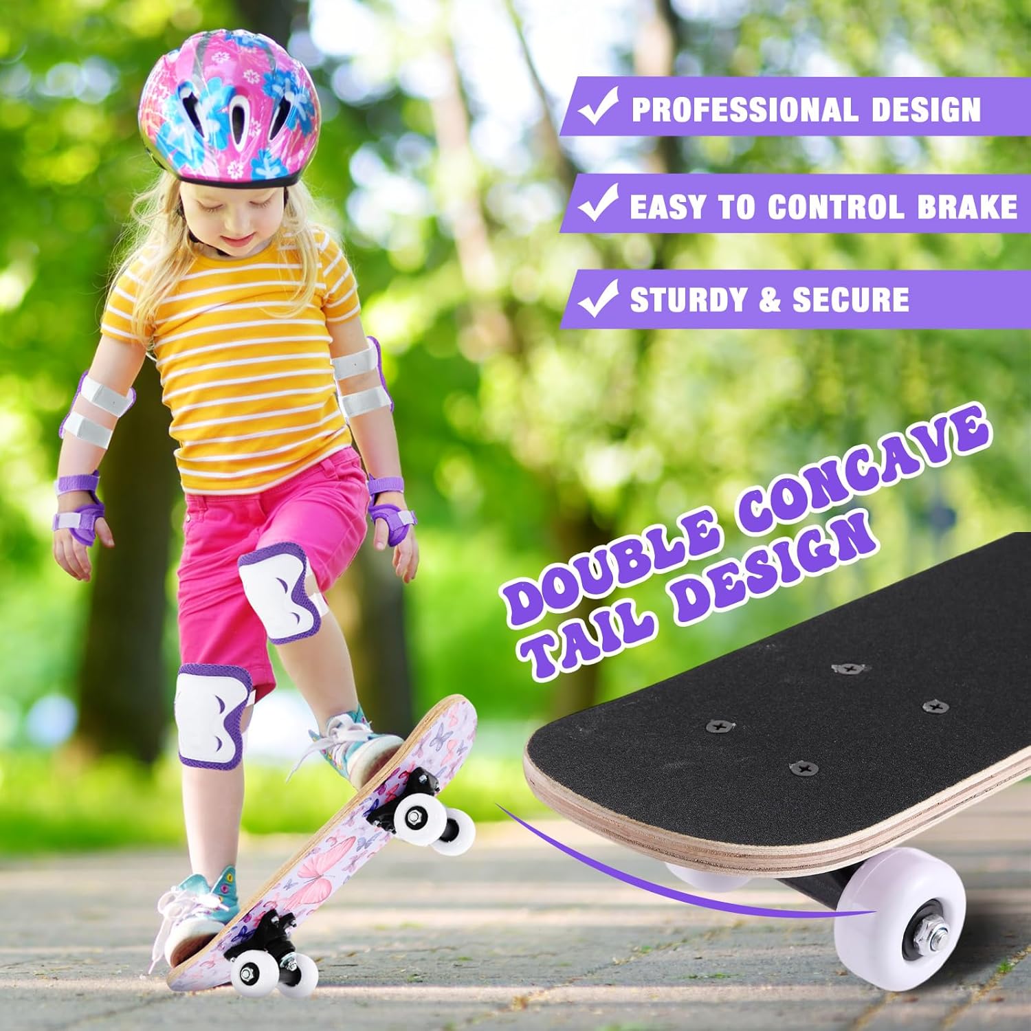 Honoson 7 Pcs Skateboard for Toddlers Beginners Knee Elbow Pads Wrist Guards Gear Set