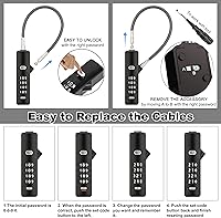 Vista 5 de Candado de cable combinado con 3 cables trenzados de acero intercambiables, bloqueo de cable de seguridad para bicicletas pequeñas, archivadores