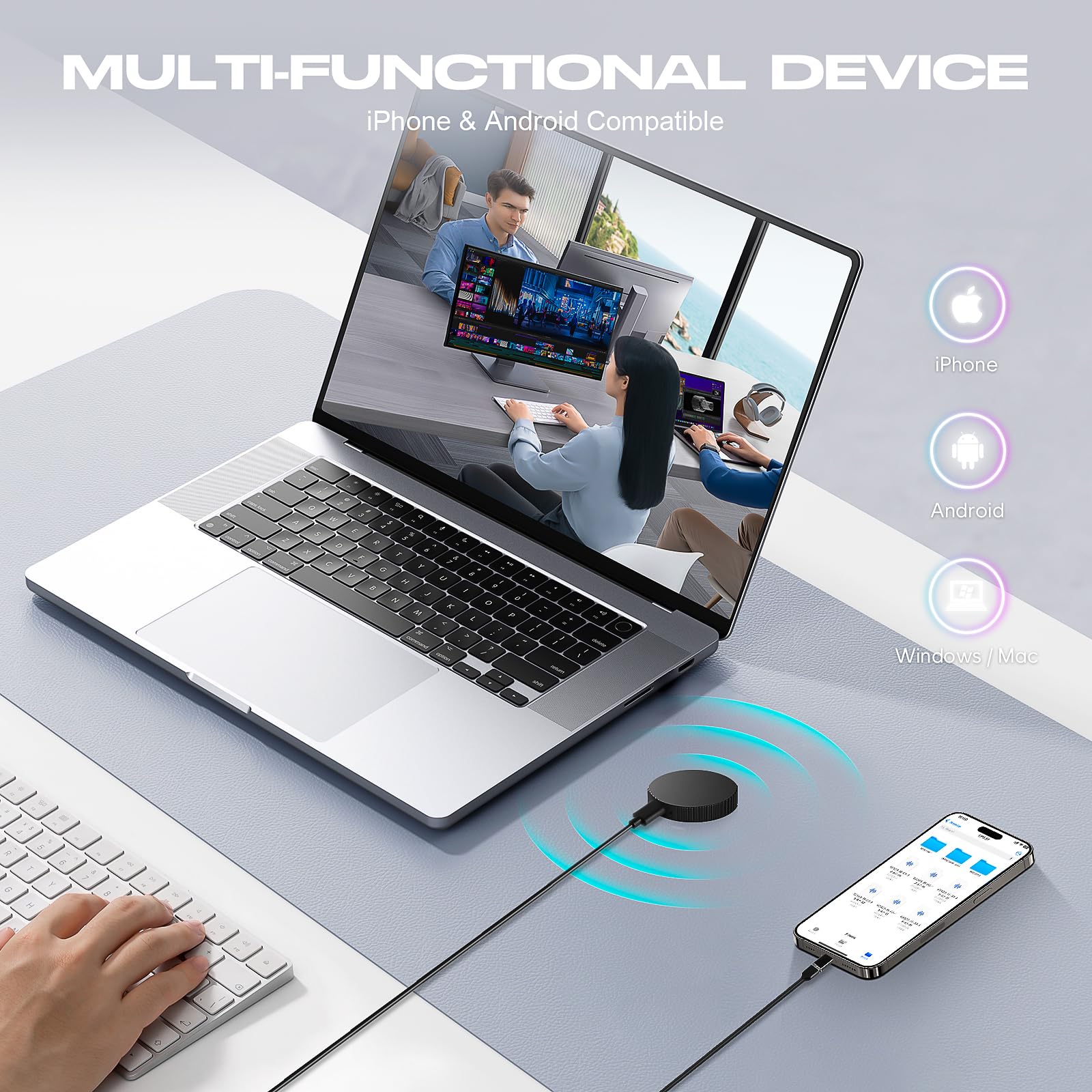 64GB (9800 Hour) Magnetic Voice Activated Recorder Device - Lymorvex Voice Recorder AI-Intelligent Noise Reduction, Portable Audio Recorder for Lectures/Interviews/Meetings