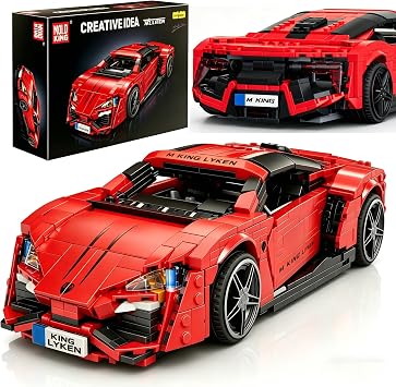 Mould King Car Building Sets, 112 Scale Red Sports Vehicle Model, 10117 Collectible Toys Building Kits, Build and Display Construction Set for Adults Aged 14+ 1311 Pieces