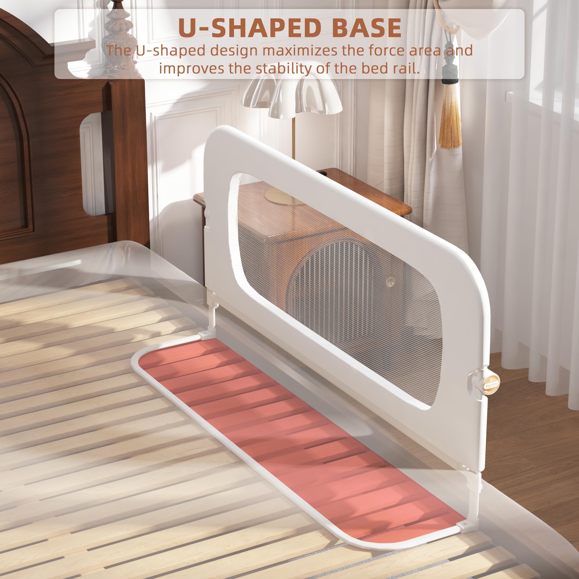 FigTime Barandilla de cama para niños pequeños, protector de riel de cama de bebé para niños, barandillas de cama para niños pequeños con ajuste de anclaje reforzado, altura ajustable y plegable,