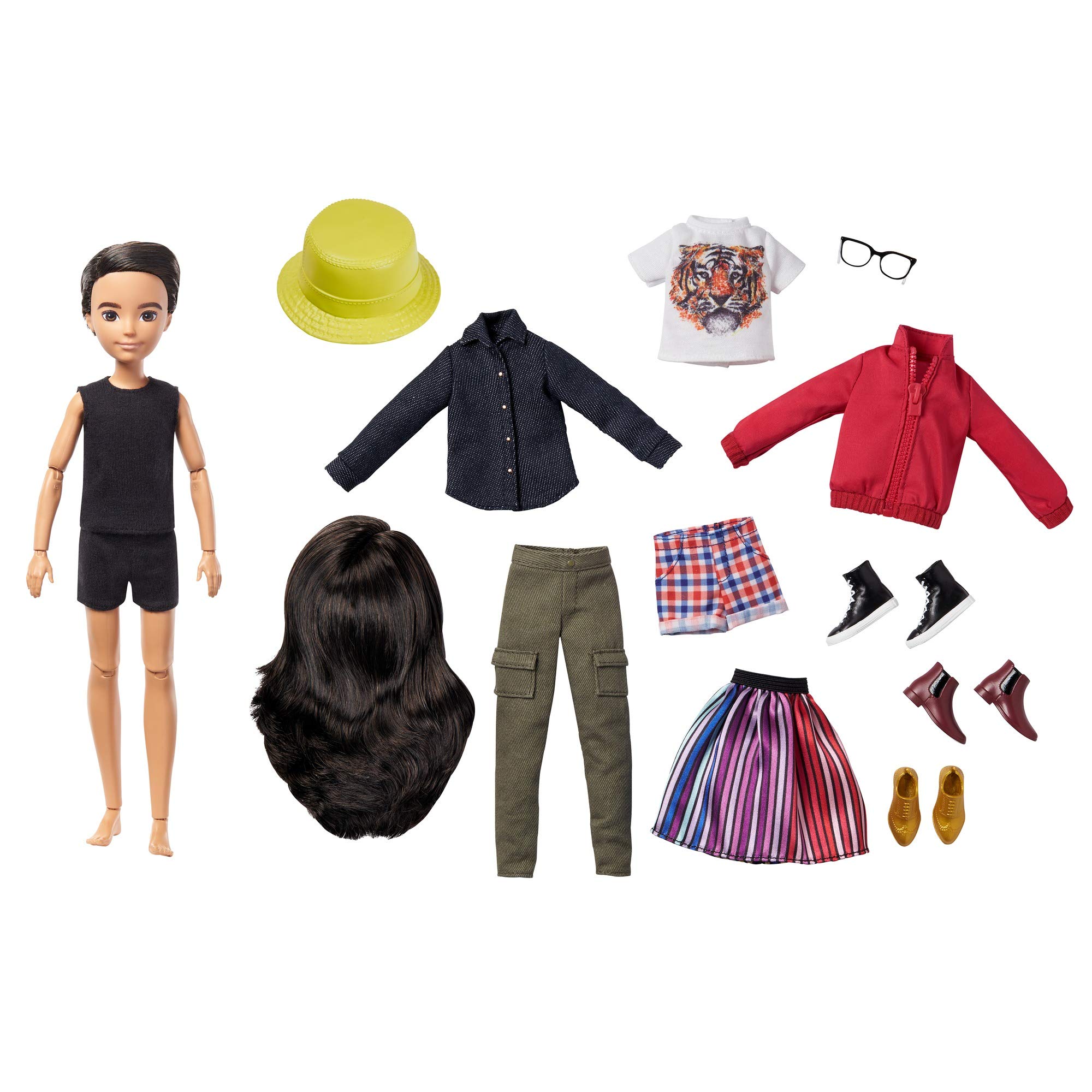 Creatable World Kit Complet – Poupée 29,94 Cm – Cheveux Châtains – 6 Vêtements – 3 Chaussures – Dès 6 Ans