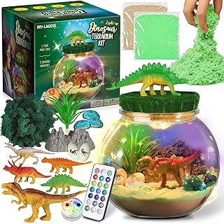 Dinosaur Terrarium Set, Birthday Gift for Boys Aged 4, 5, 6, 7, 8-12 Years, Dinosaur Toy Night Light Craft Kit, Christmas and Easter Gift for Kids
