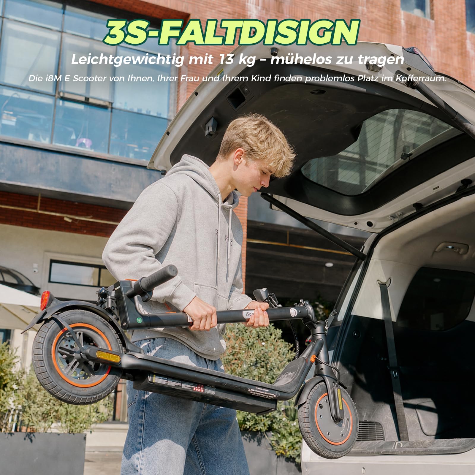 E Scooter mit Straßenzulassung für Teenager ab 14 Jahre, Max 20km Reichweite 20km/h, ABE Faltbarer E Roller mit 8.5 Zoll Luftreifen, Leicht Tragbar Elektroroller für Stadtpendler Campusverk