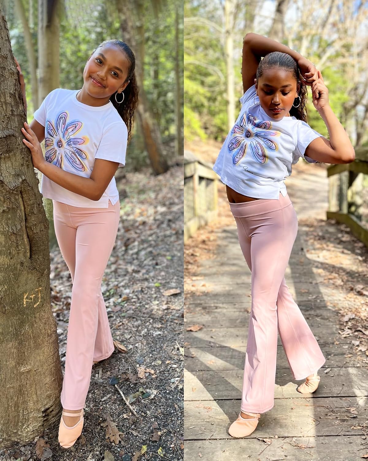 STELLE Girl's Flare Leggings High Waisted Yoga Pants Bootcut Dance Casual Pants Activewear Kids Bell Bottoms - Image 4