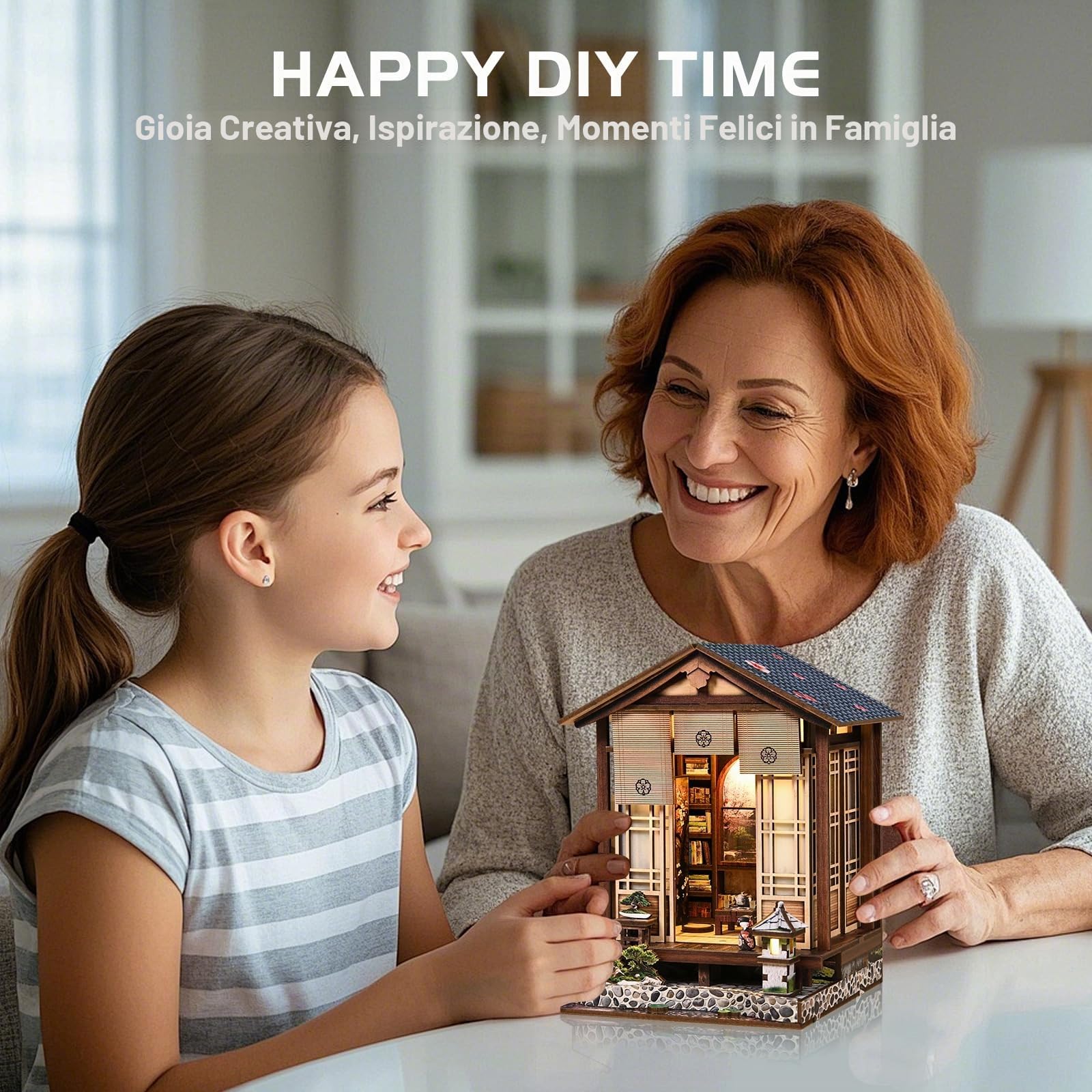 Book Nook Kit-Casa delle bambole in stile giapponese con luci a LED, puzzle 3D in legno,book nook diy kit，kit di bricolage per adulti, regali di Natale e compleanno