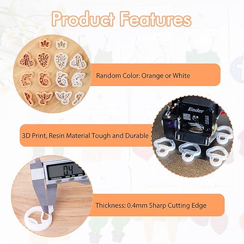 Miniatura 6 de Puocaon Cortadores de aretes de arcilla básica, 21 piezas de cortadores de arcilla polimérica, juego de cortadores de joyas de arcilla geométrica