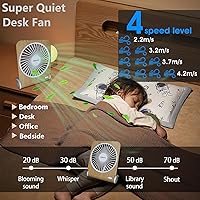 Vista 2 de Small Fan with 3000mAh Rechargeable Battery 5in 225° Rotated for Office/Bedroom