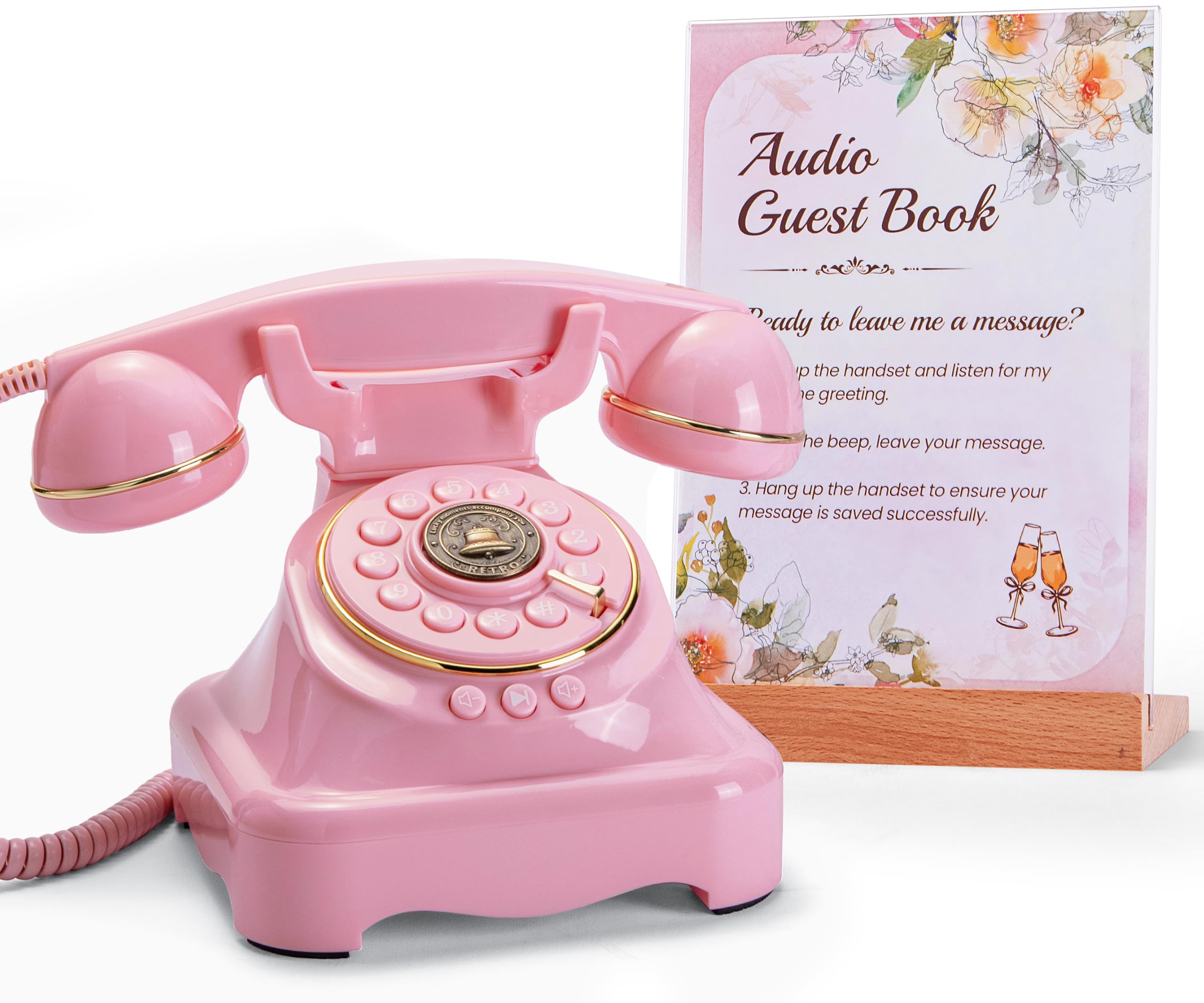 RetroVox Libro degli ospiti audio per matrimoni, registro degli ospiti e segnaletica con messaggi audio personalizzati con segreteria telefonica, stile vintage, per addio al nubilato, festa di