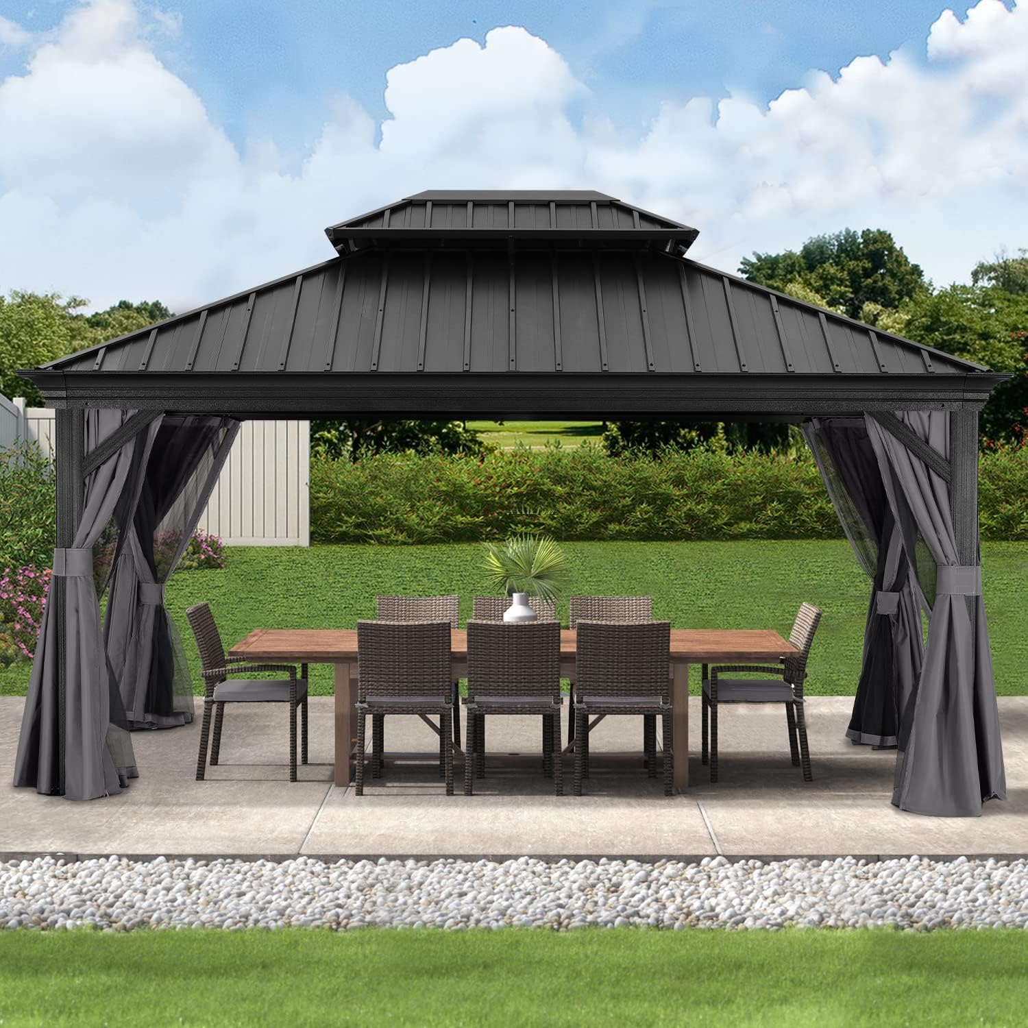 ABCCANOPY Hardtop Gazebo 12x16 Outdoor Metal Hard Top
