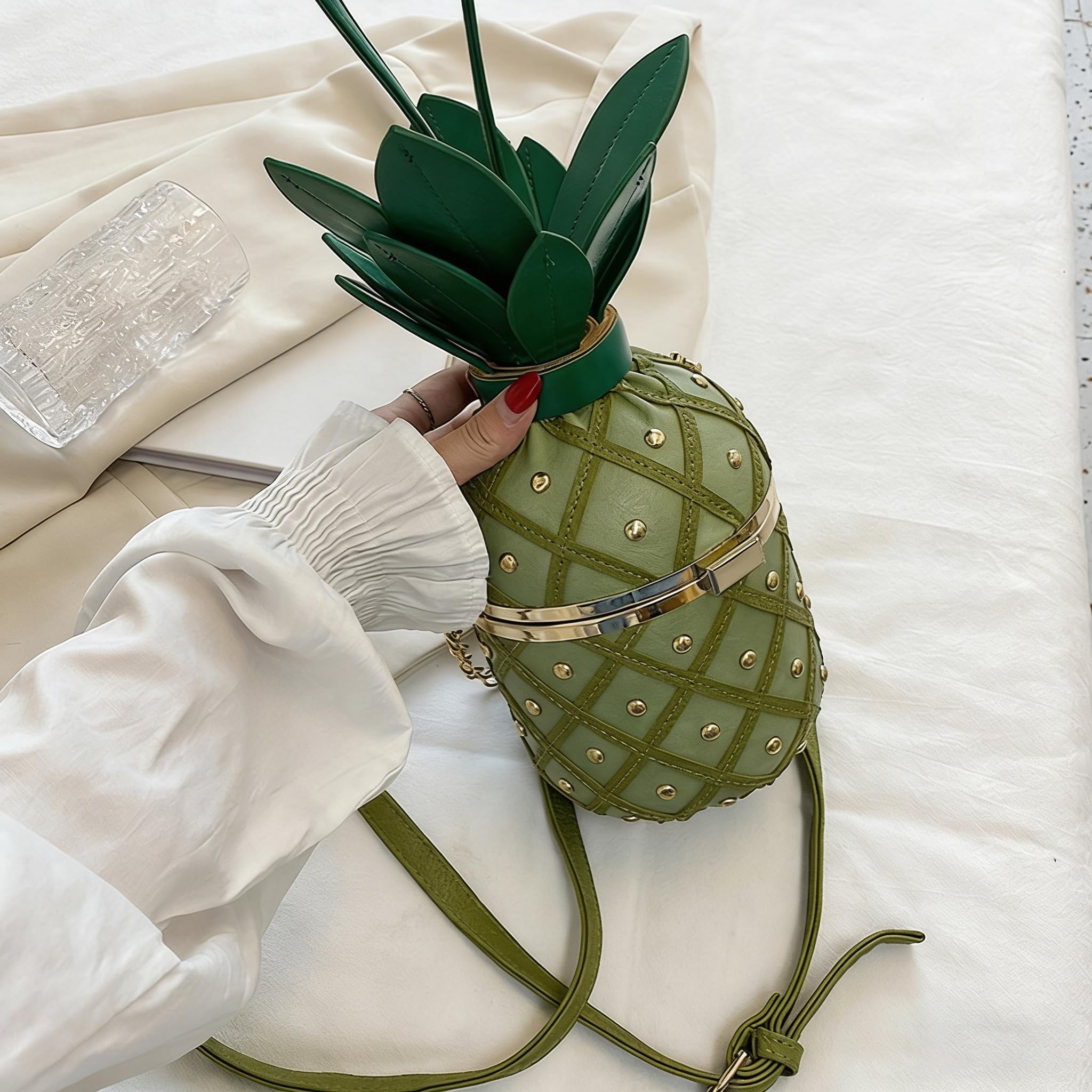 Bolso Bandolera con Forma de Fruta | Cartera de Hombro en PU con Diseño de Dibujos Animados | Bolso de Mano Original con Cadena Desmontable para Mujeres
