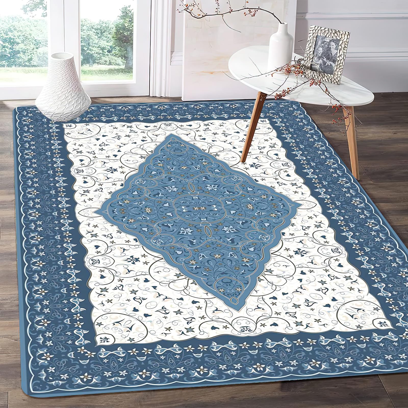 Amazon.com: Vintage Blue Pattern Area Rug, French Tradition Non