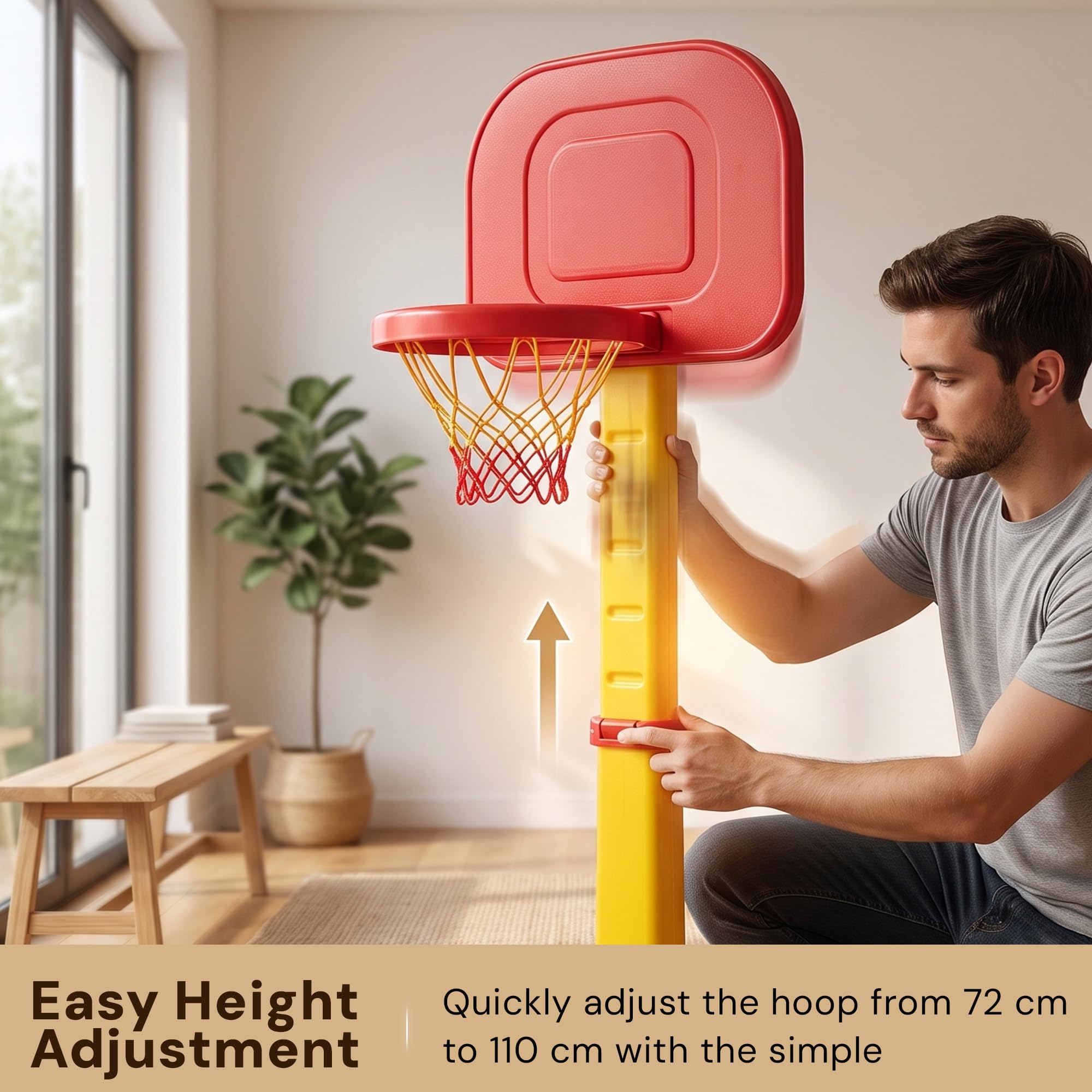 Baybee Multi Activity Sports Basketball for Kids | Indoor Outdoor Play area Setup for Kids |Adjustable Basketball Set Toys with Ball | Basketball Stand Set Toy Baby Basket Ball for Babies (Basketball) 4