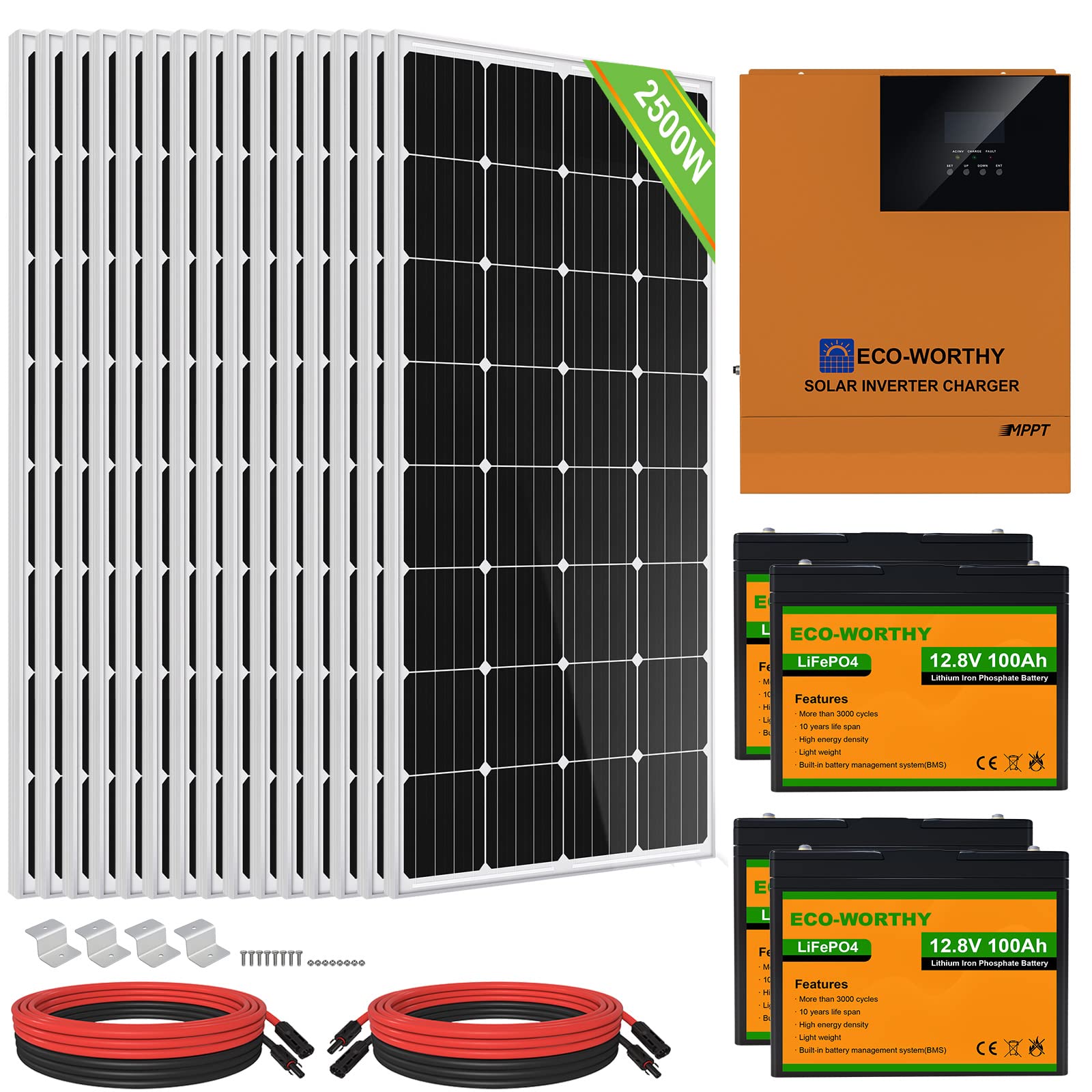 Buy ECOWORTHY 10kWh/Day Complete Solar Power System 2550W Off Grid Kit