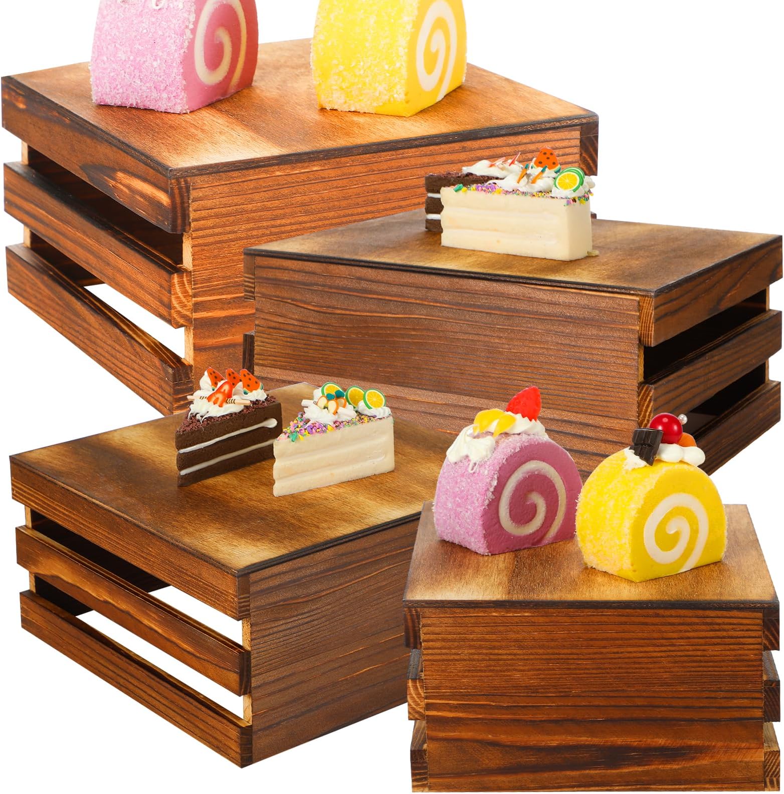 Amazon.com: Nitial 4 Pcs Display Party Food Rustic Risers for Wooden ...