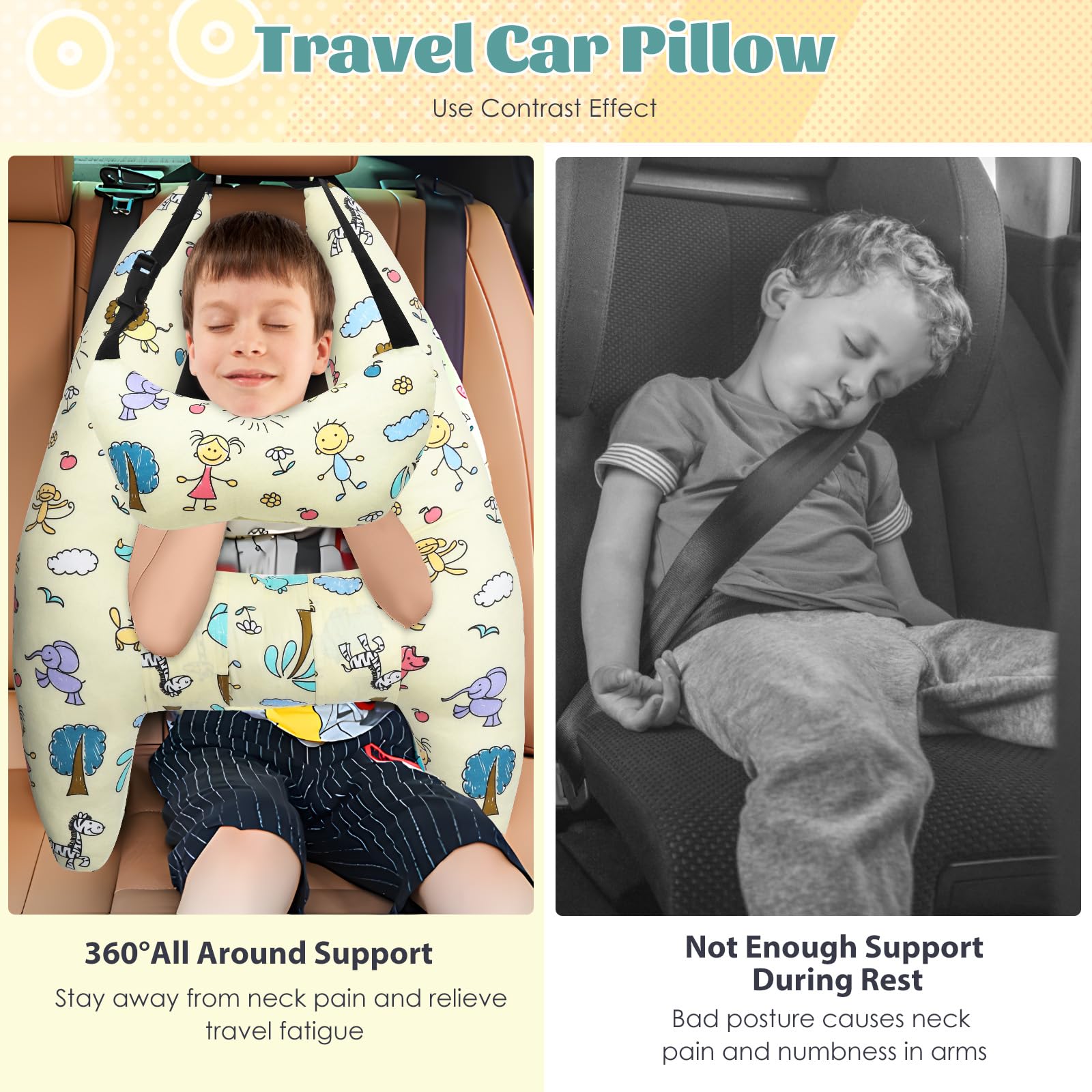 Ntmaichy Oreiller De Voyage En Forme De H Pour Enfants - Coussin Ergonomique Bébé Et Tout-Petit