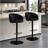 STOOLINK Swivel Bar Stools Set of 2 with Backs and Arms, Adjustable Breakfast Barstools with Footrest, Modern High Bar Chair with Milk-Velvet, Kitchen Stools for Counter and Bar - Black - 1