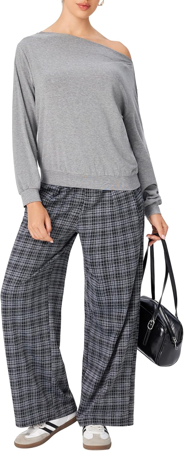 CIDER Off The Shoulder Sweatshirt for Women Long Sleeve One Shoulder Casual Pullover Top Fall Trendy - Image 4