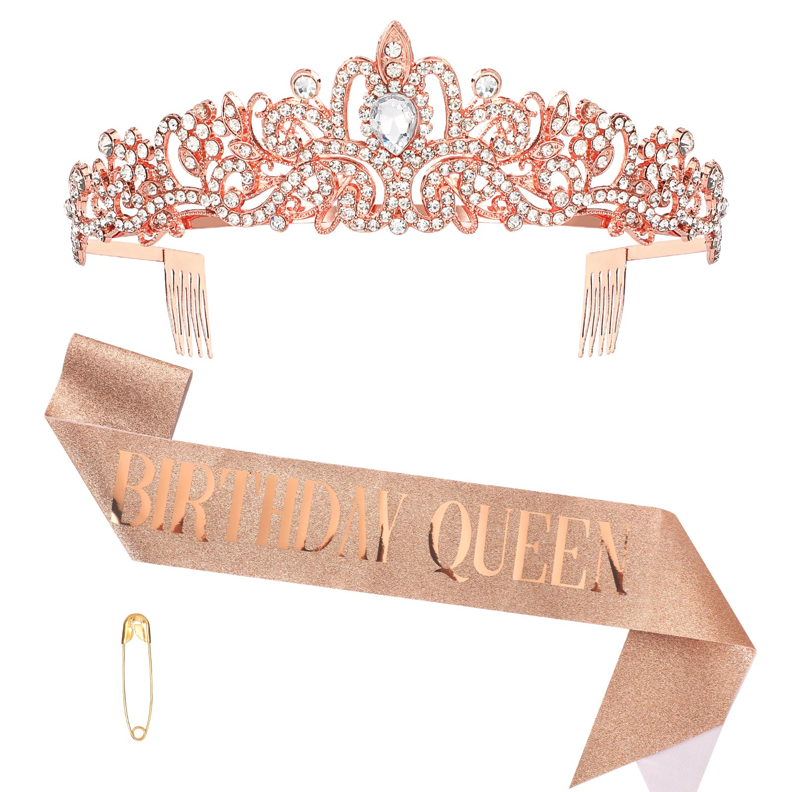GINZU Rosegold Headbands Queen Sash and Crystal