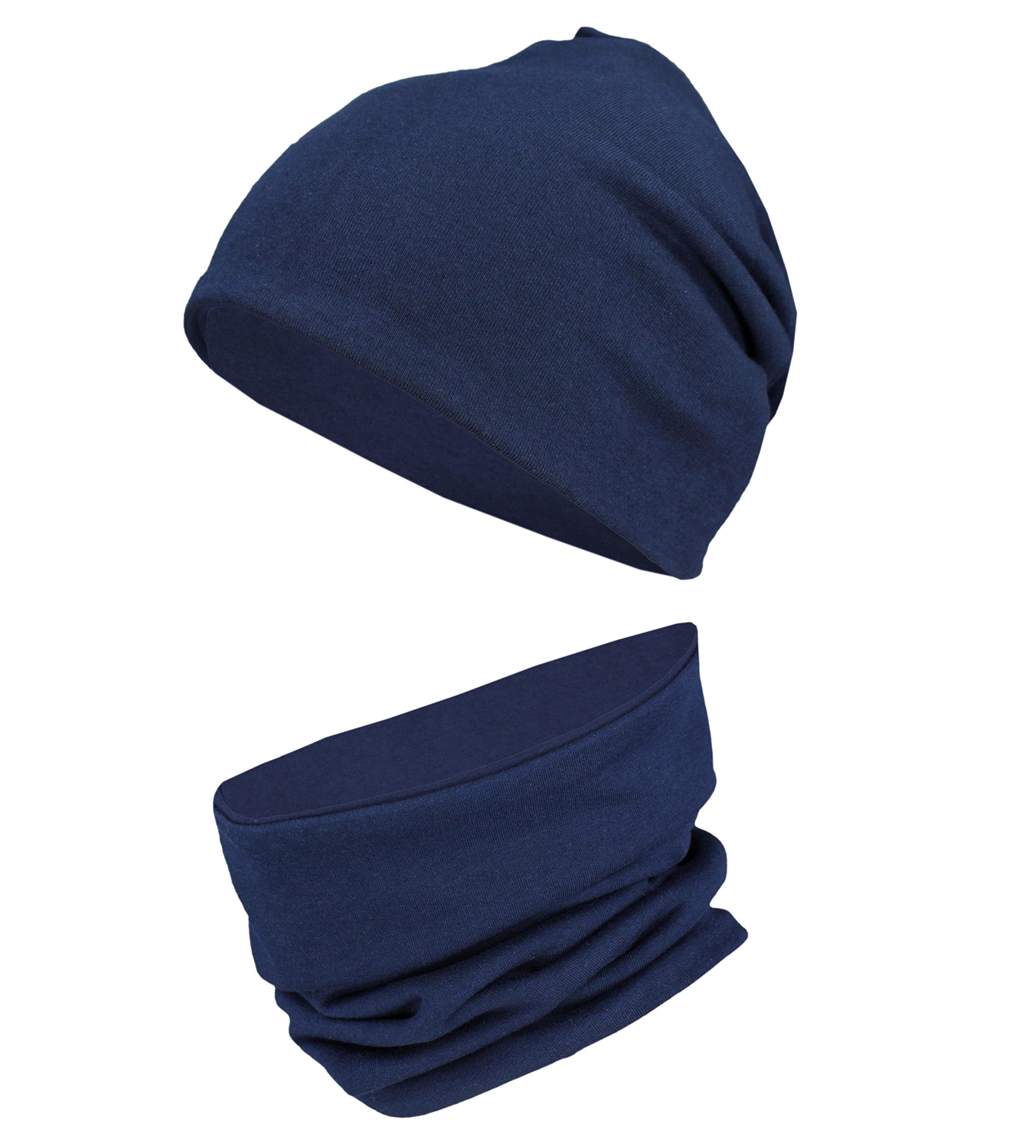TupTam Childrens' Slouchy Beanie and Loop Scarf Set, Dark Blue, 6 1/8-6 3/8
