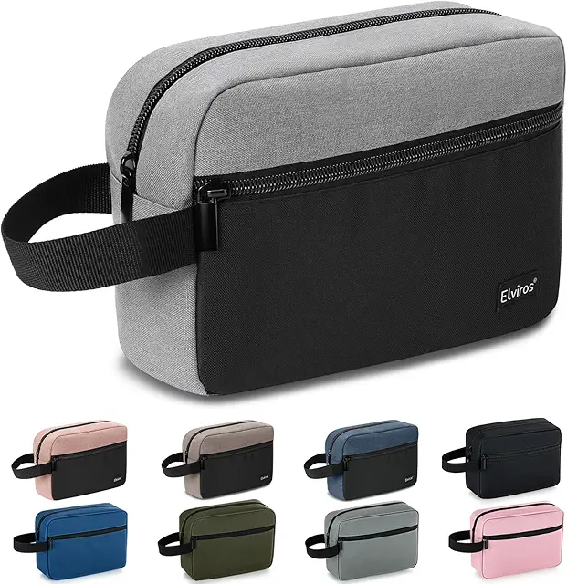 Trousse de Toilette Homme Suspendable - Essentielle de Voyage Noir & Gris