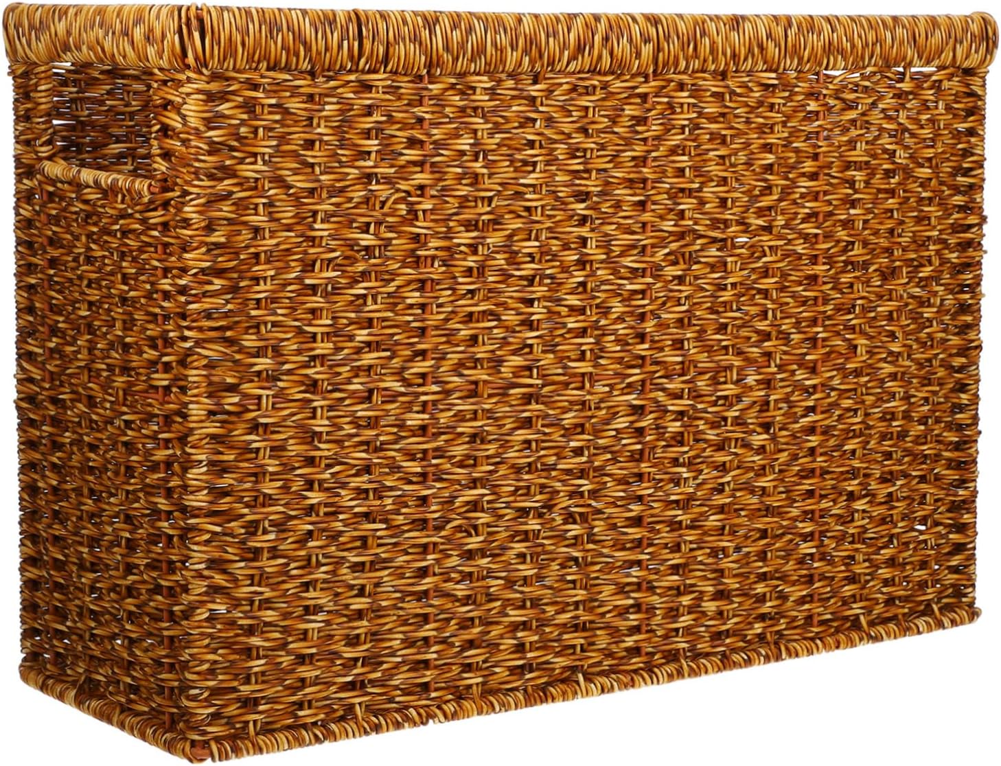 Handwoven Storage Basket Woven Rattan Organizer for Home Office Multi Use Finishing Basket for Magazines and Sundries Deep
