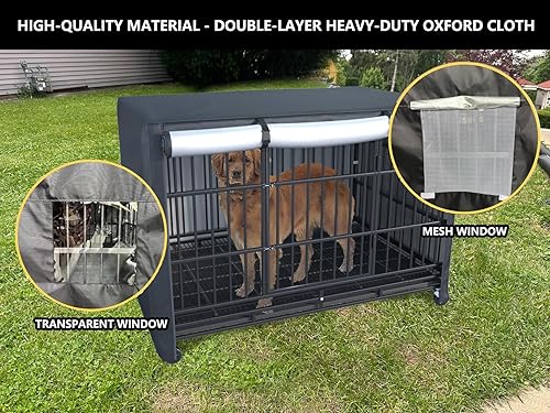 Miniatura 5 de XCZ Funda resistente para jaula de perro, diseño totalmente abierto y ventanas transparentes, adecuada para jaulas y jaulas de perros de 48