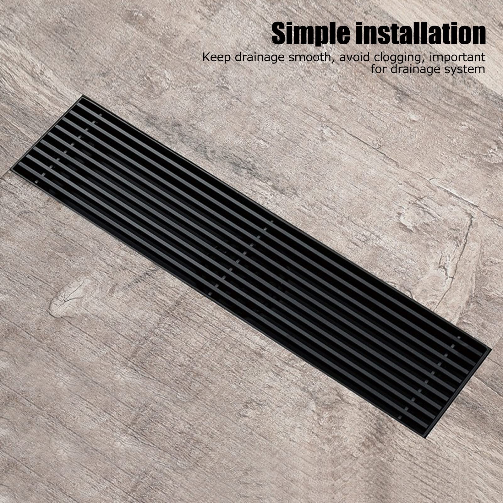 Desagüe Lineal para Ducha con Tapa extraíble, desagüe de Piso para baño en Acero Inoxidable 304 Color Negro Mate, desagüe Lineal Moderno de 30 cm para Cuarto de Ducha con Filtro