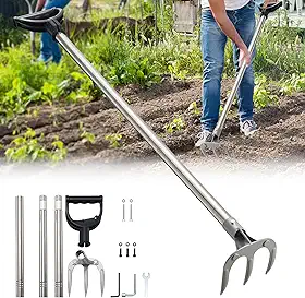 Enxada Profissional de Jardim com 124 Cm de Comprimento E Cabo Longo Ajustável - Ferramenta Resistente para Capinar E Cultivar Em Jardins, Gramados E Quintais.