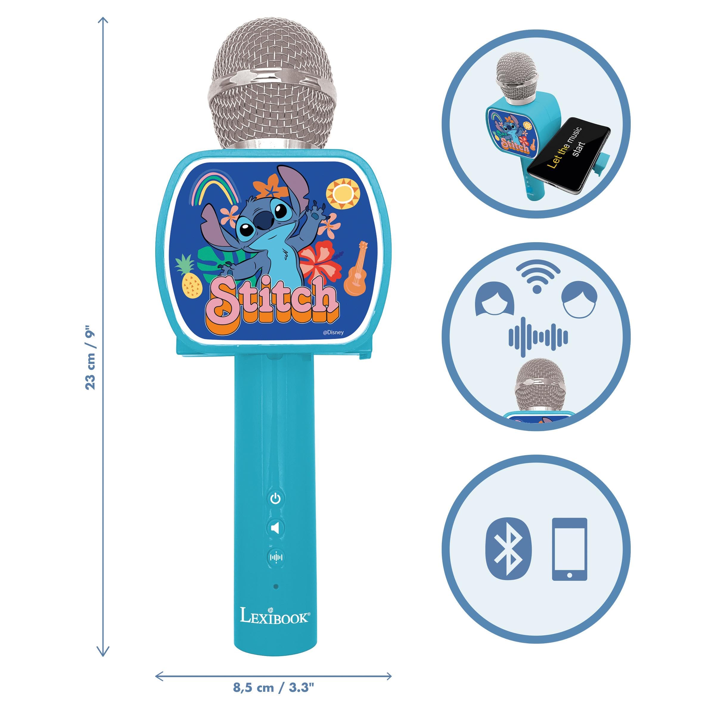 Lexibook, Disney Stitch, Bluetooth® Microphone with voice change function, Built-in speaker, Phone holder included, Blue, MIC240DLXB - Image 2