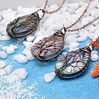 Vista 3 de Hand Wrapped Abalone Shell Tree of Life Pendant Necklace Small, Bronze Wire