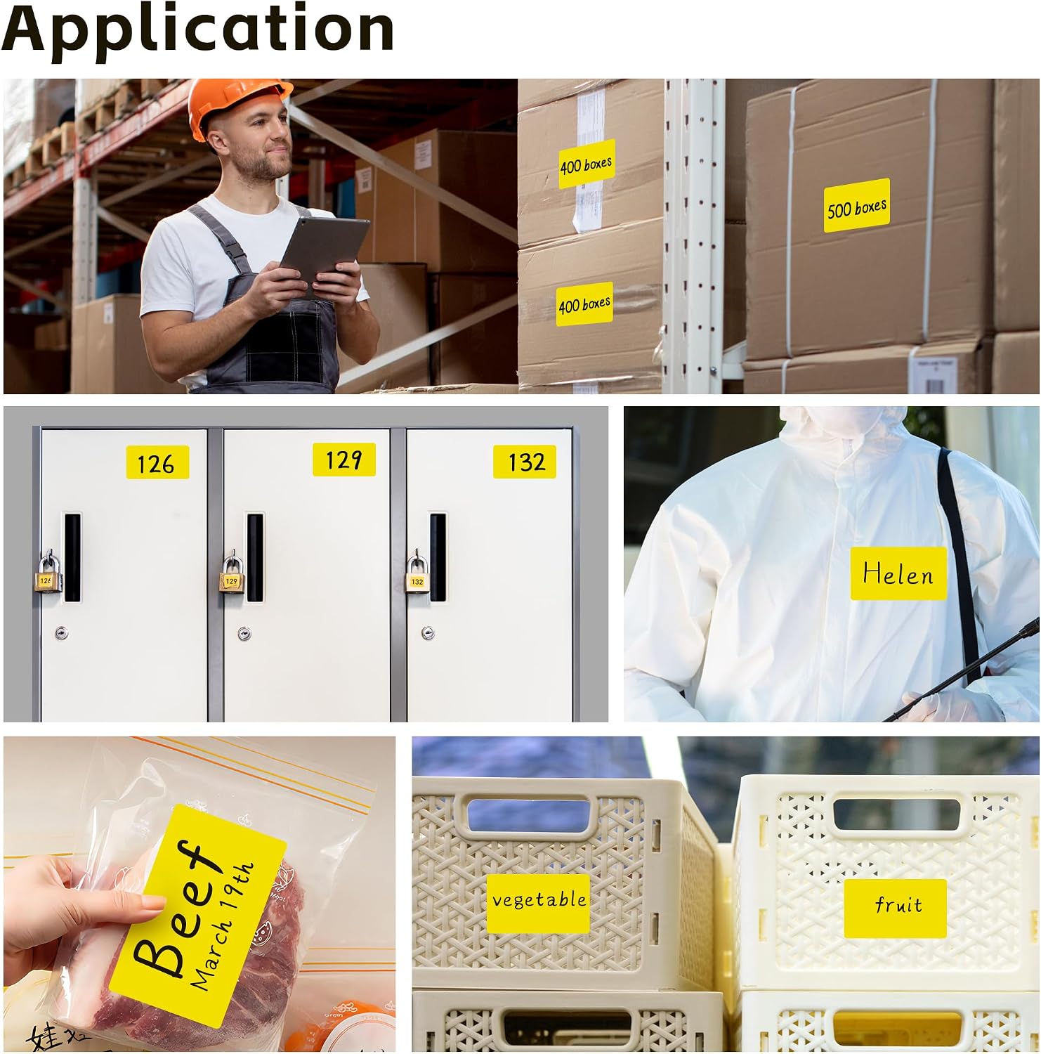 PARLAIM 3 X 5 Inch 1000Per/4Rolls Rectangle Inventory Color Coding Labels,Roll Square Label Stickers for Home (Yellow)