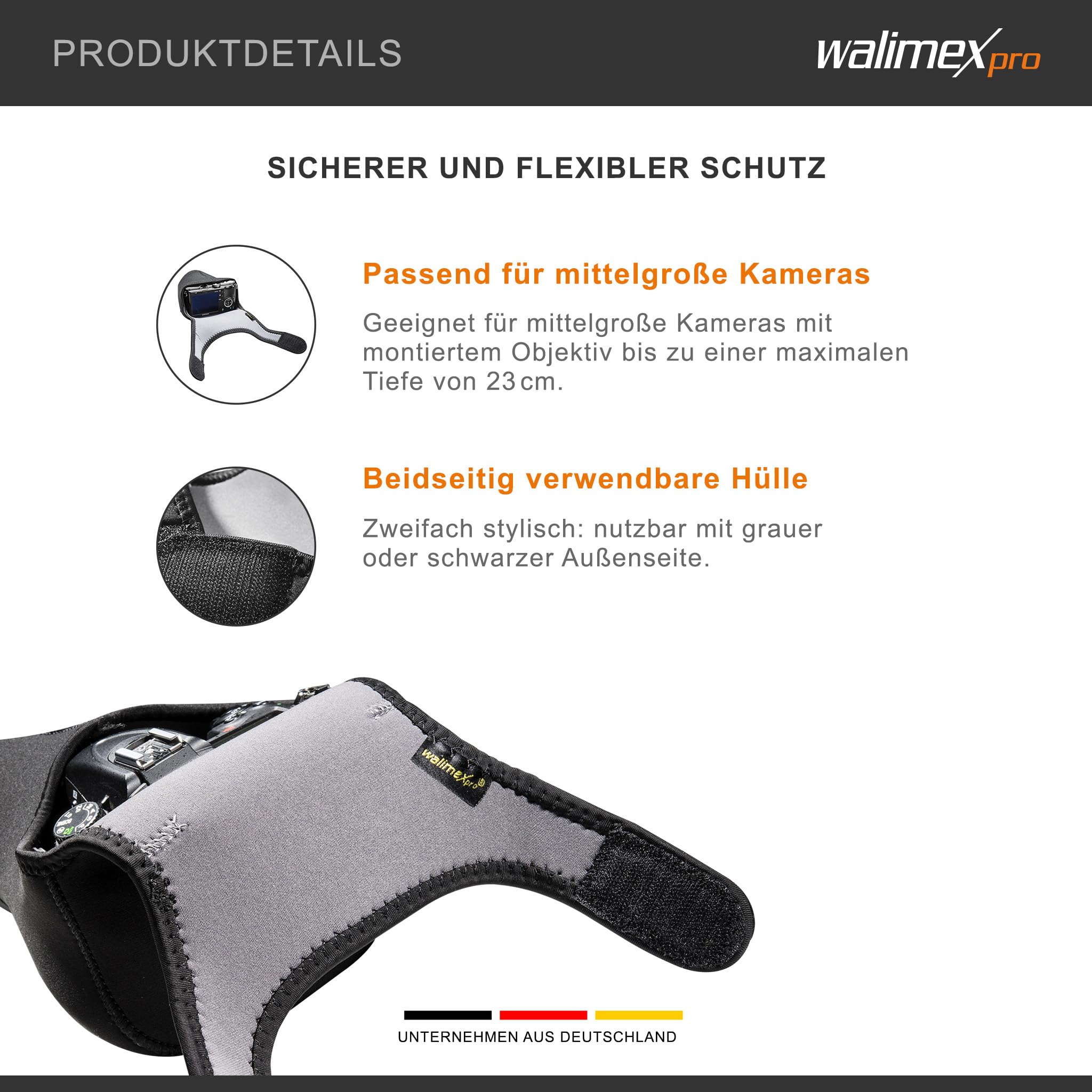 Walimex pro Neopren pokrowiec ochronny na aparat L (do dużych kamer z dołączonym obiektywem do maks. głębokości 23 cm)