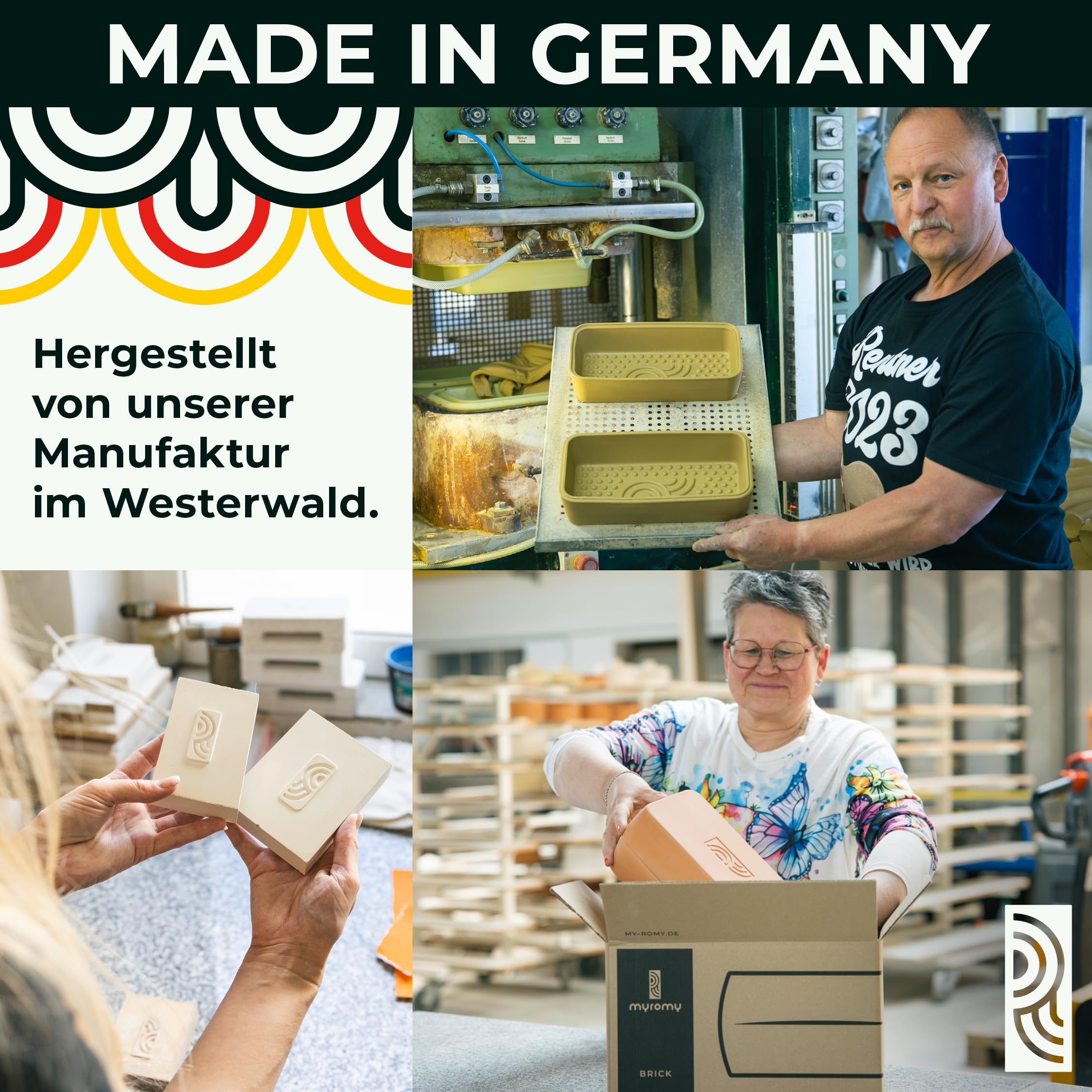myromy® 2 Stück – Brick BBQ Mini-Bräter aus Keramik – Bräter, Dampfgarer, Schmortopf mit Aroma-Noppen – Grillschale & Auflaufform für Grill, Backofen & Mikrowelle – Brotbacktopf, spülmaschinengeeignet