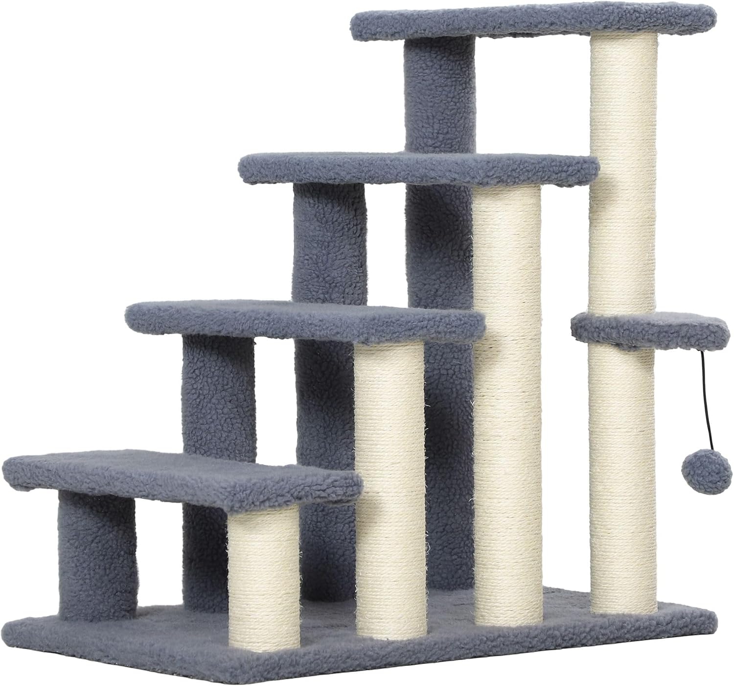 4-Level Cat Stairs with Scratching Elements, Gray, Robust Material, Anti-Slip Finish, Tool-Free Setup, Safe for Pets, Easy Use, Durable FFor rame, Compact Size, Eco-Friendly