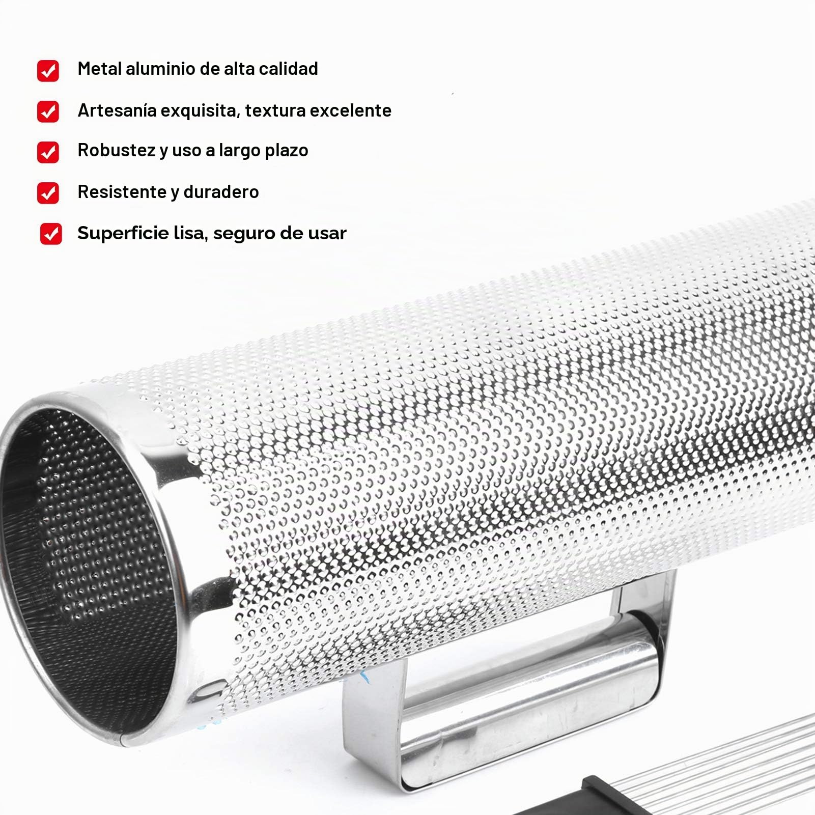 Guiro Shaker, Ligero de Aluminio 10x30 cm con Raspador, Instrumento Percusión Profesional para Músicos en Estudio y Actuaciones en Directo